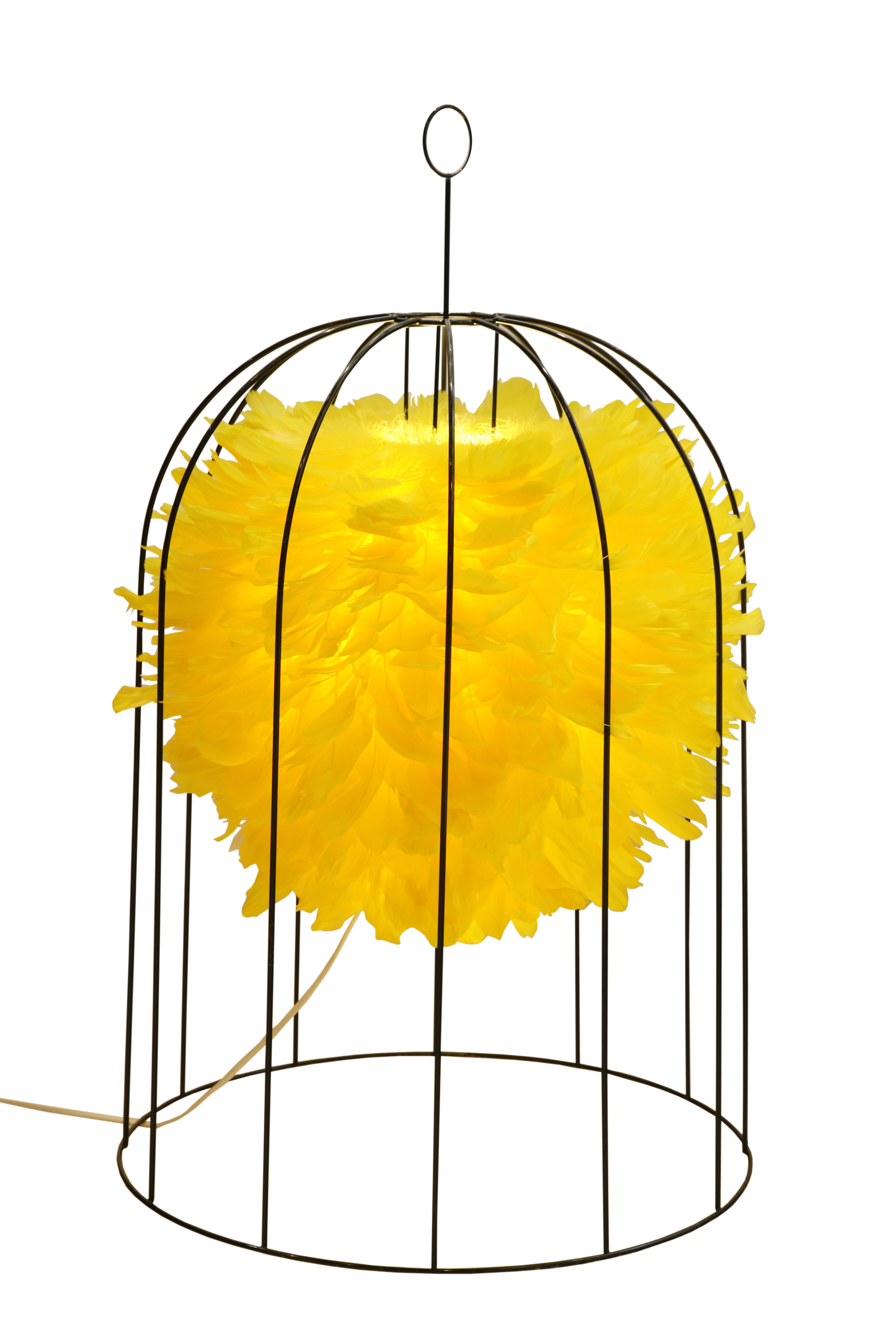 lampe cage en oie jaune